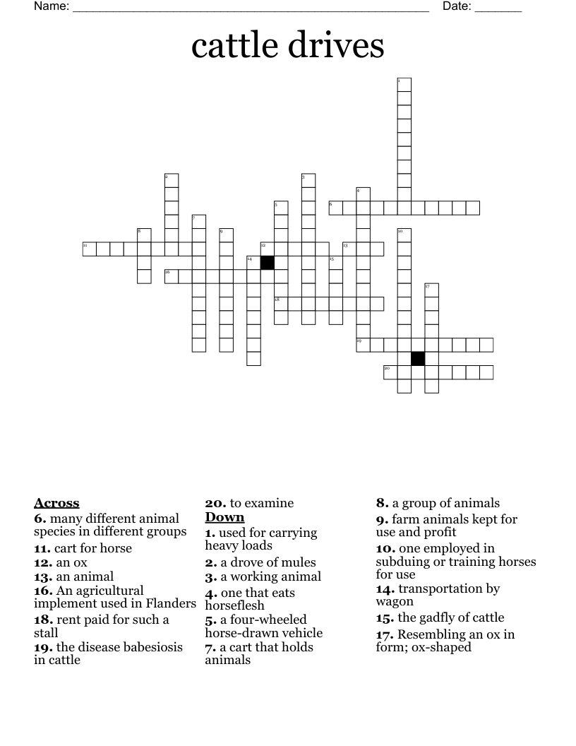 cattle drives Crossword