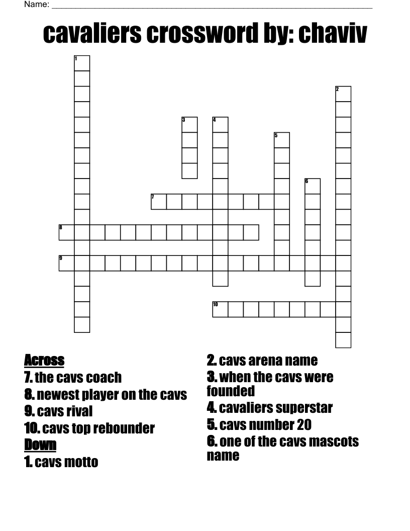 cavaliers crossword by: chaviv