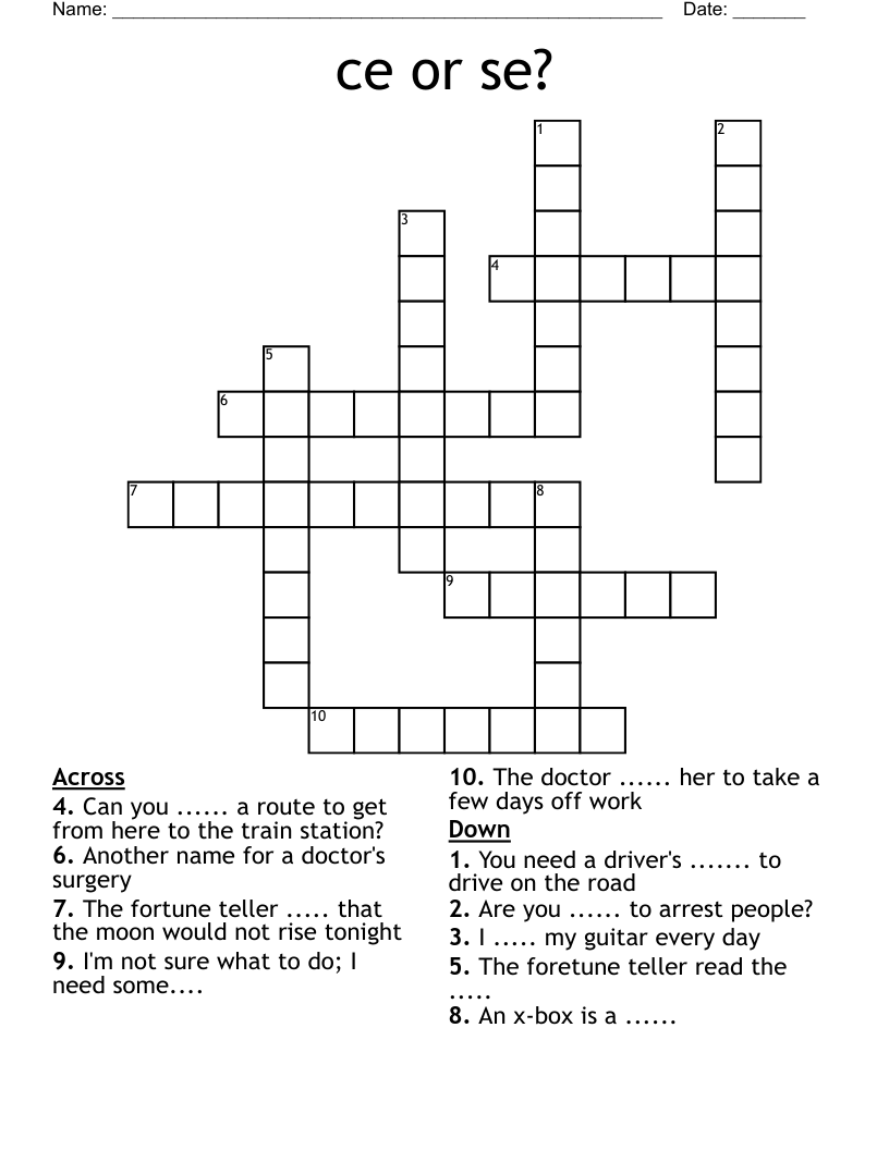 ce or se? Crossword