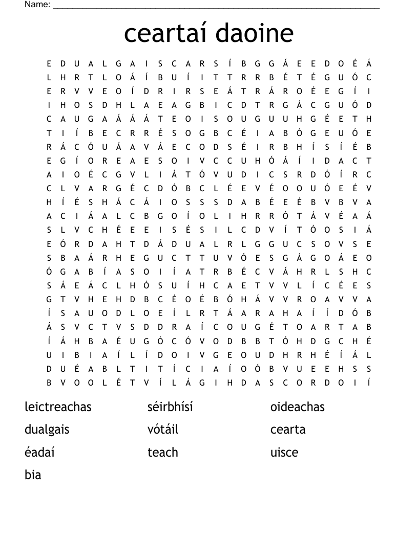 ceartaí daoine Word Search