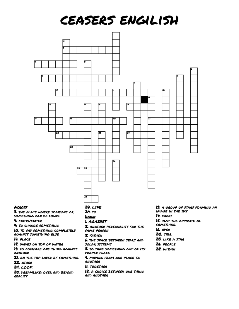 ceasers engilish  Crossword