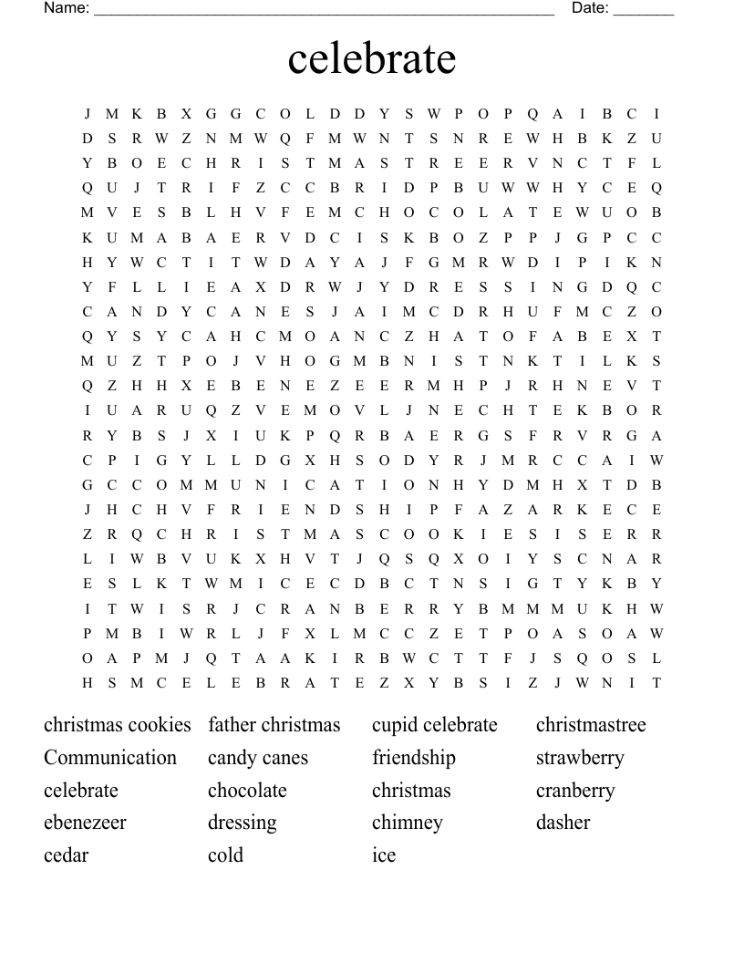celebrate Word Search