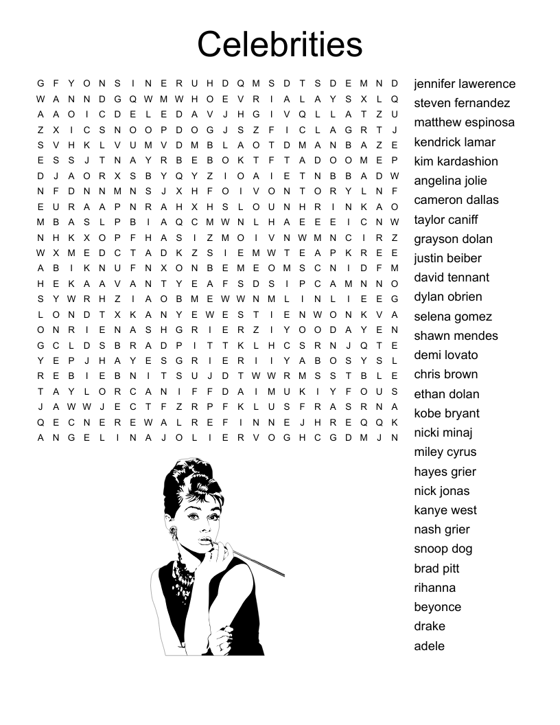 Celebrities Word Search