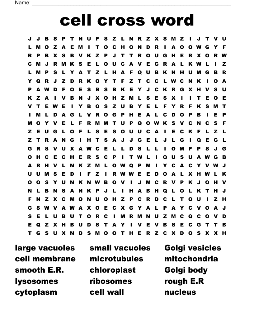 cell cross word Word Search