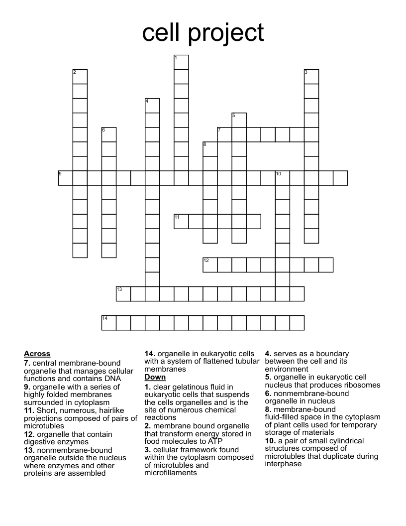 cell project Crossword