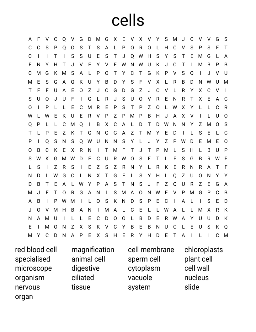 cells Word Search