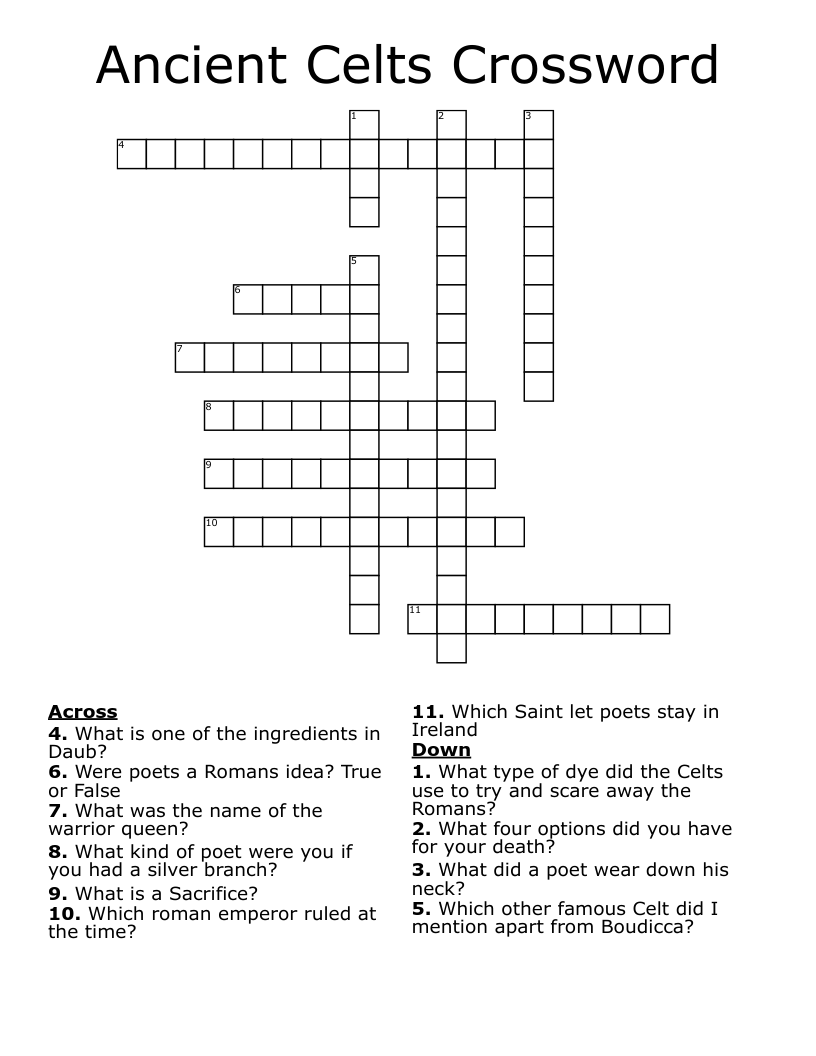 Ancient Celts Crossword