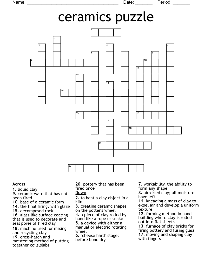 ceramics puzzle Crossword