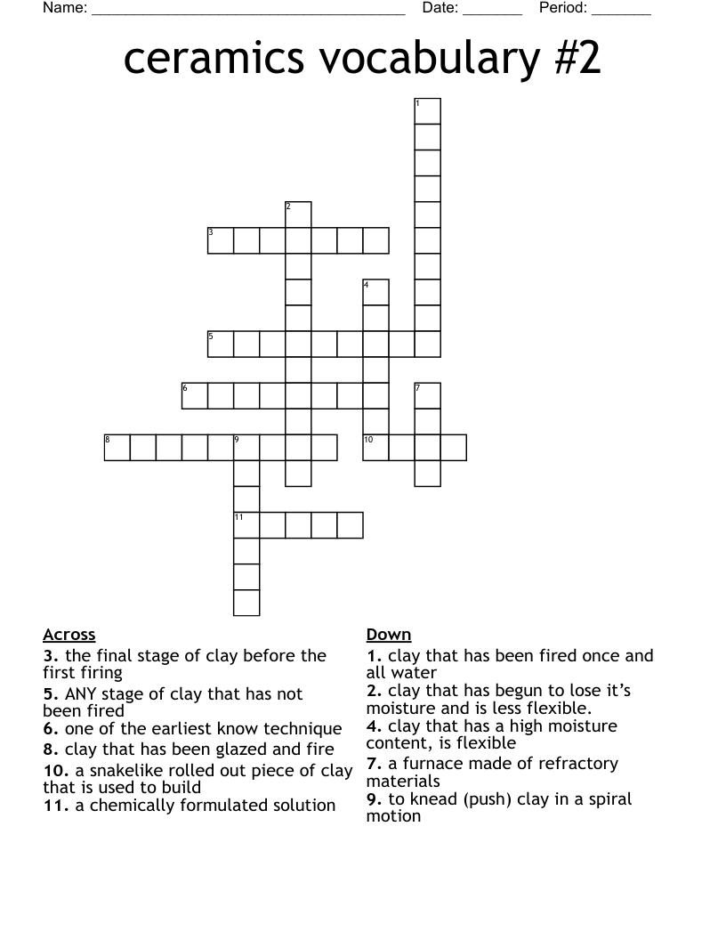 ceramics vocabulary #2 Crossword