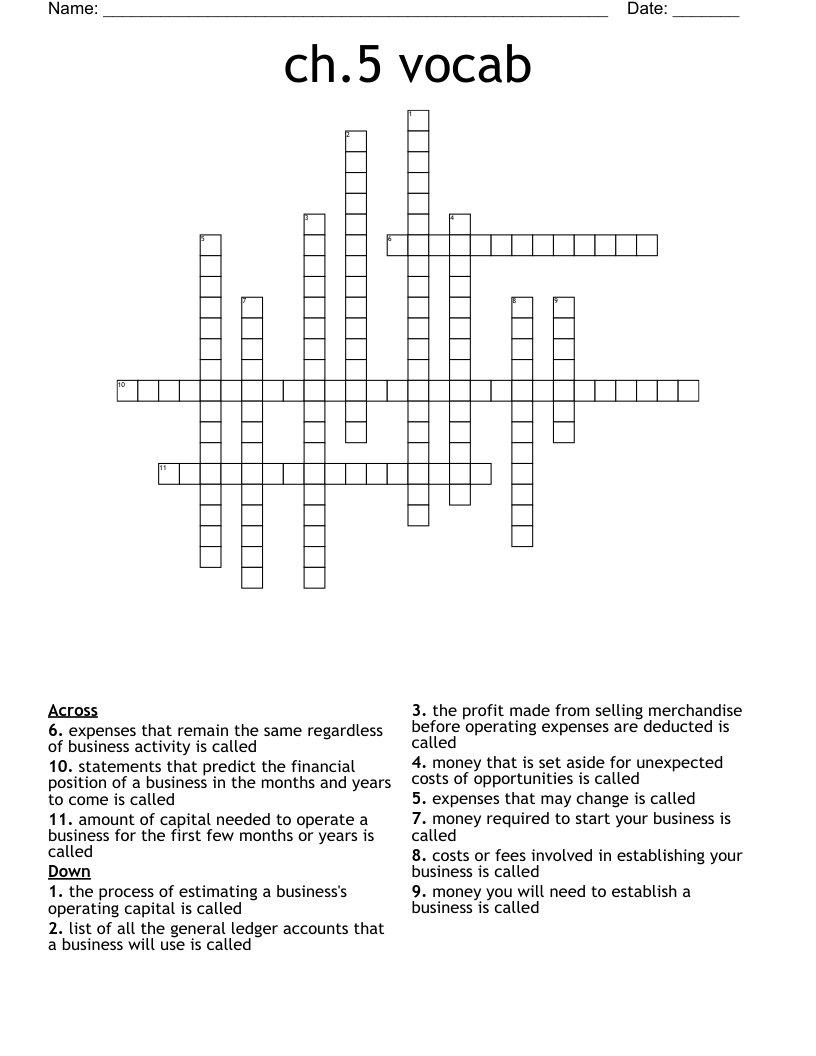 ch.5 vocab  Crossword