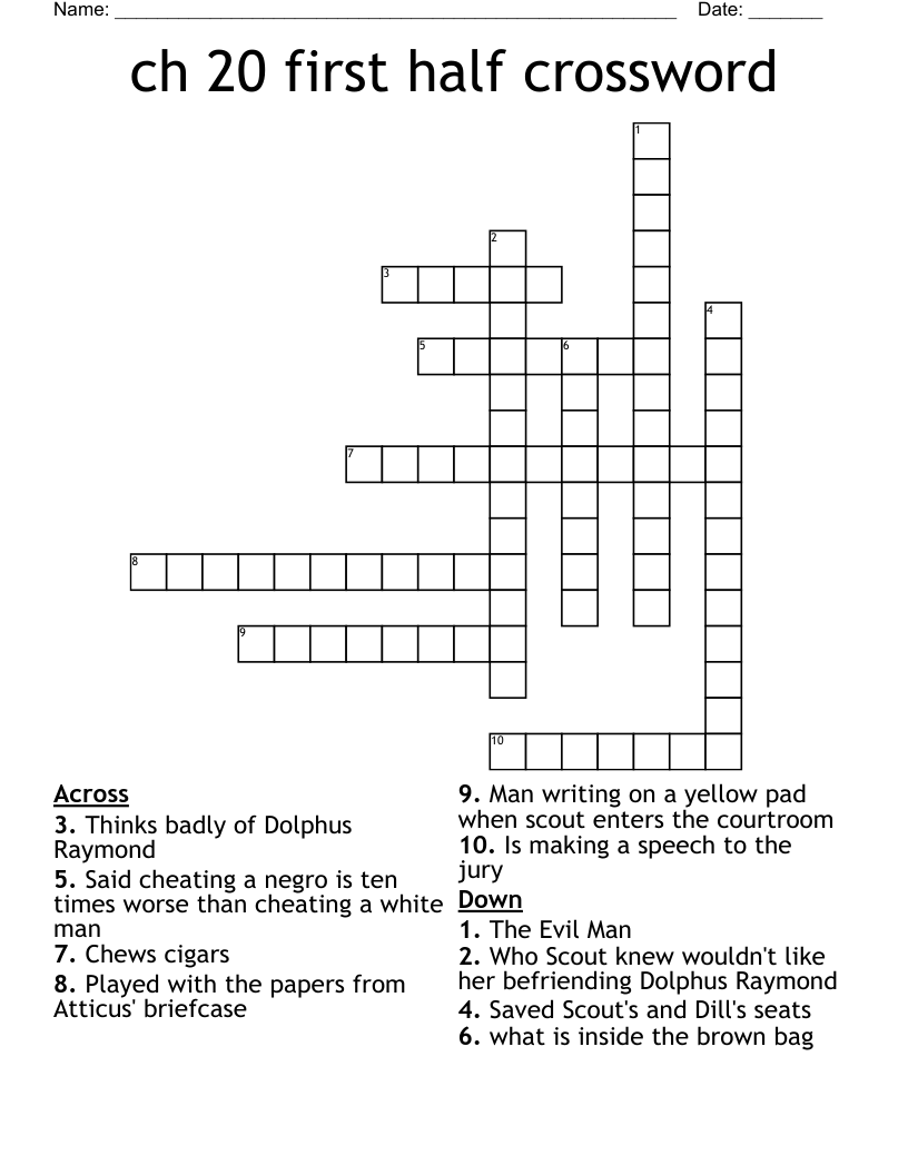 ch 20 first half crossword