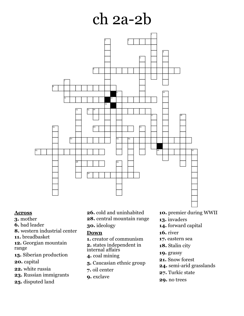 ch 2a-2b Crossword