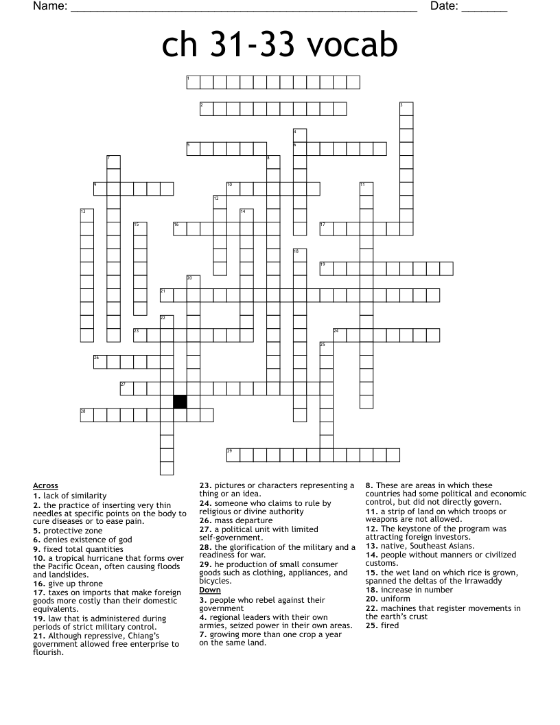ch 31-33 vocab Crossword