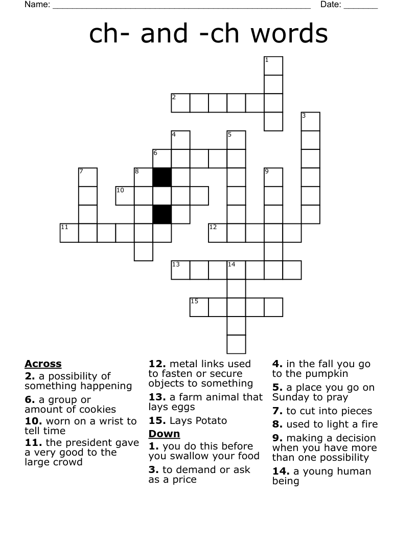 ch- and -ch words  Crossword
