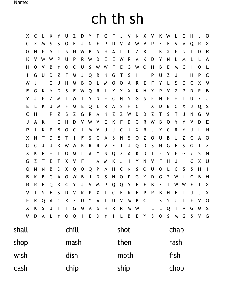 ch th sh Word Search