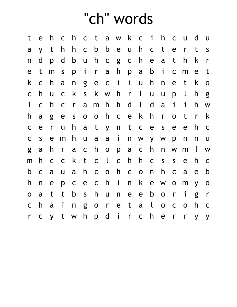 "ch" words Word Search