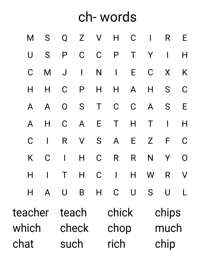 ch- words Word Search