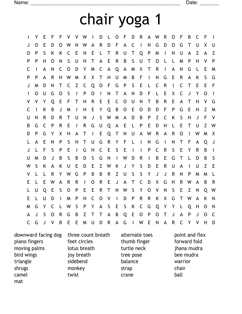 chair yoga 1 Word Search