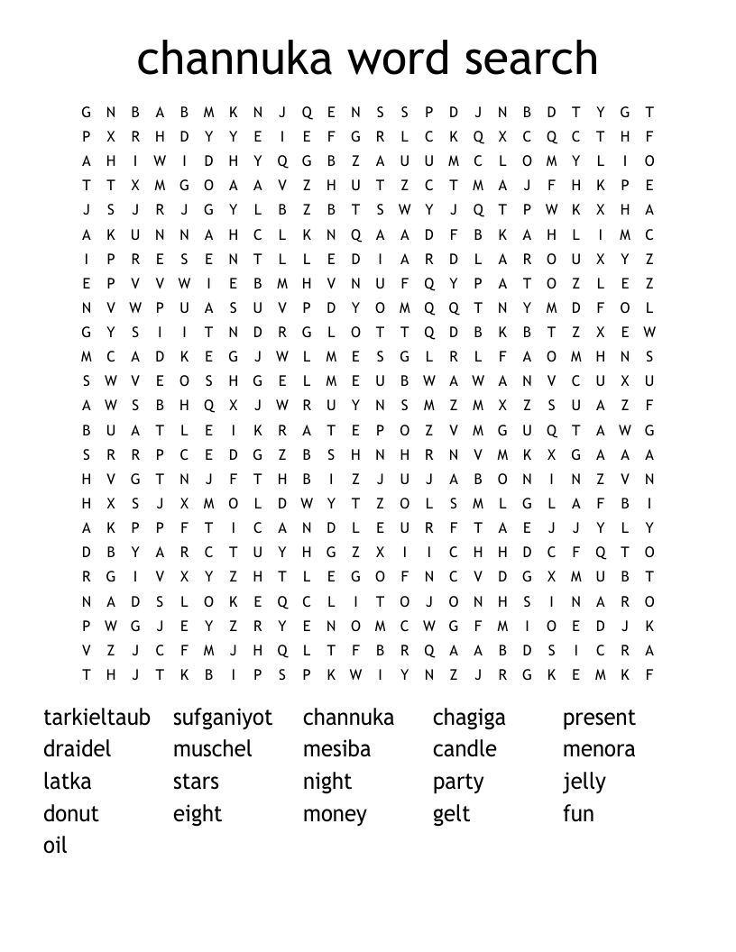 channuka word search