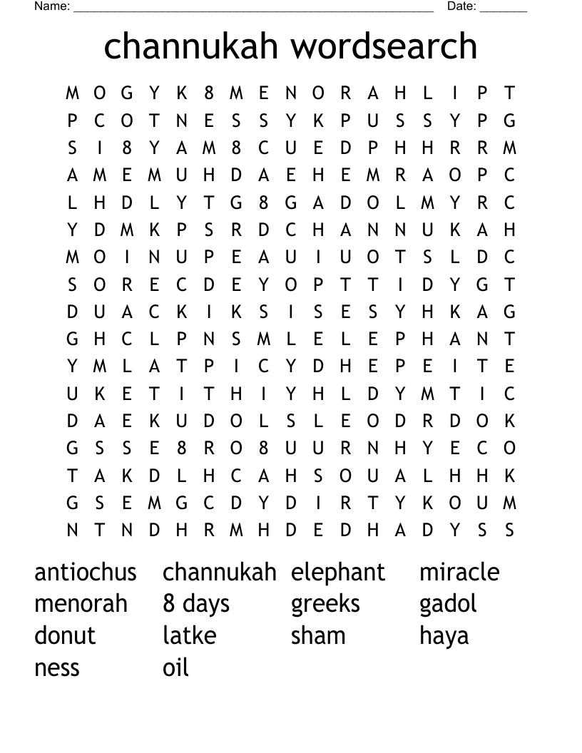 channukah wordsearch