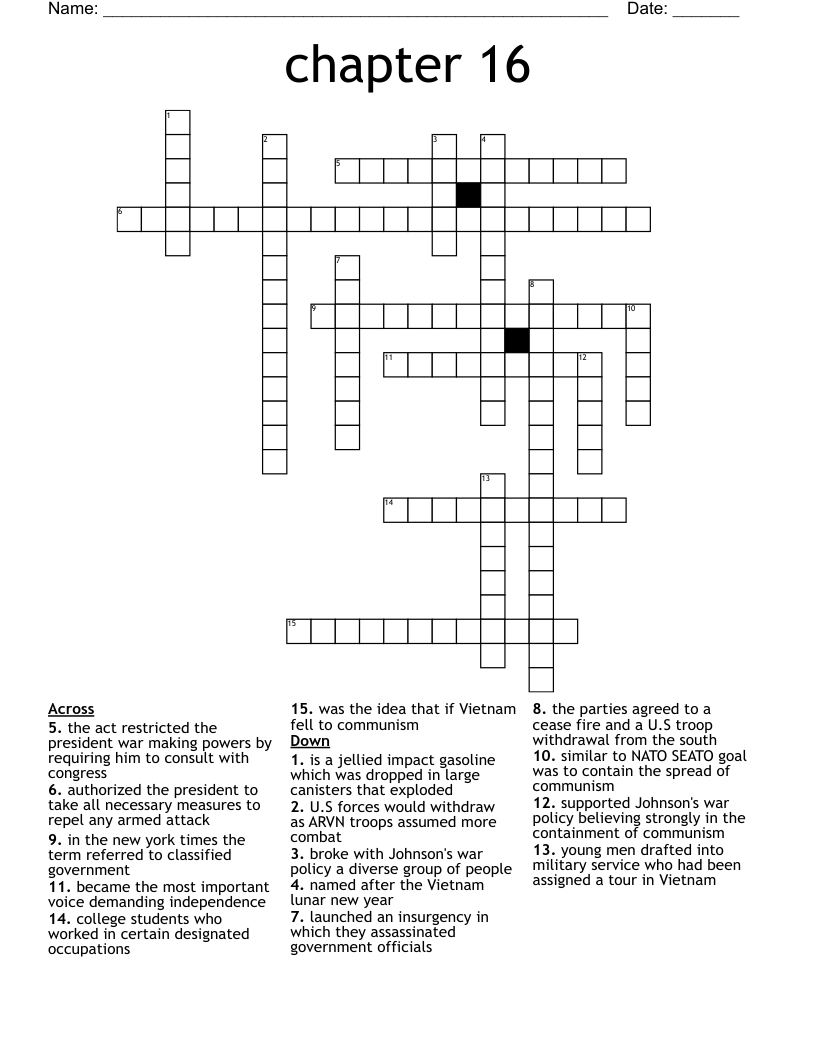 chapter 16 Crossword