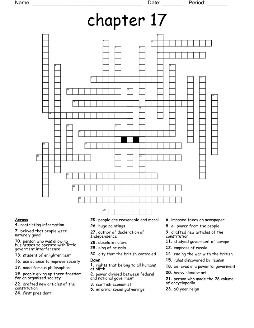 chapter 17  Crossword