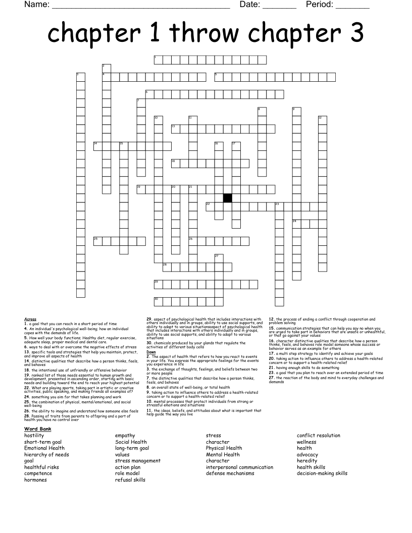 chapter 1 throw chapter 3 Crossword
