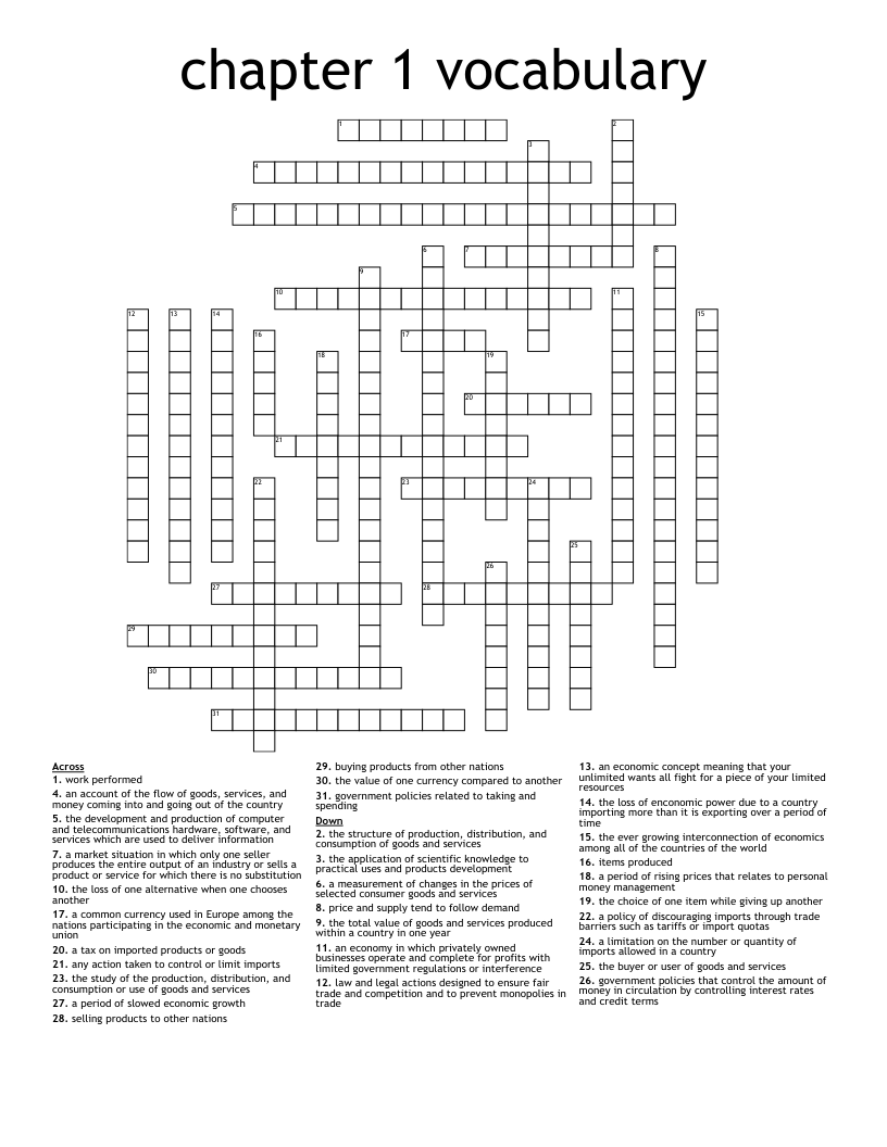 chapter 1 vocabulary  Crossword