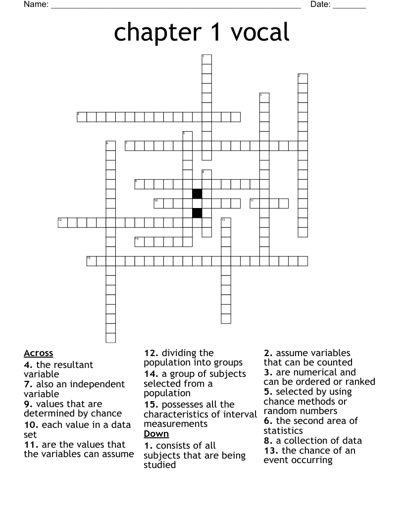 chapter 1 vocal Crossword