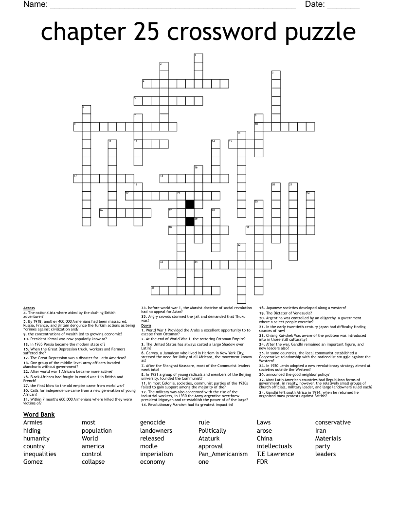 chapter 25 crossword puzzle