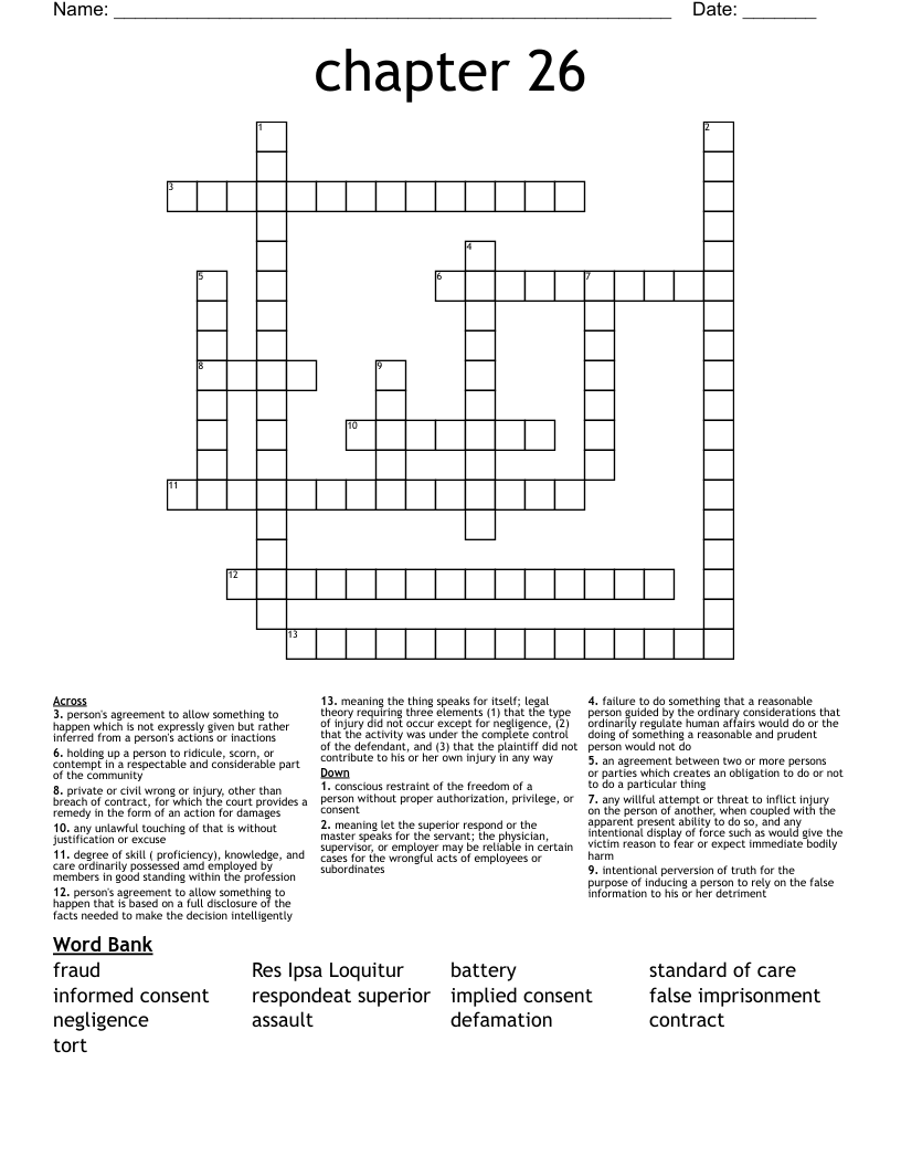 chapter 26 Crossword