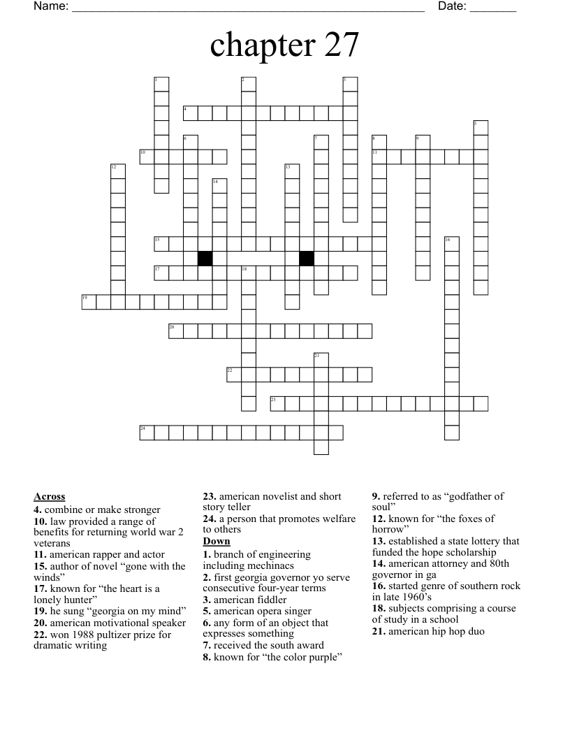 chapter 27 Crossword