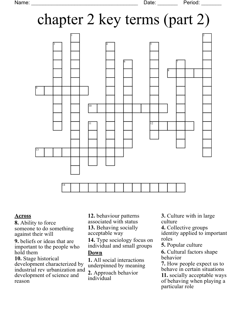chapter 2 key terms (part 2) Crossword