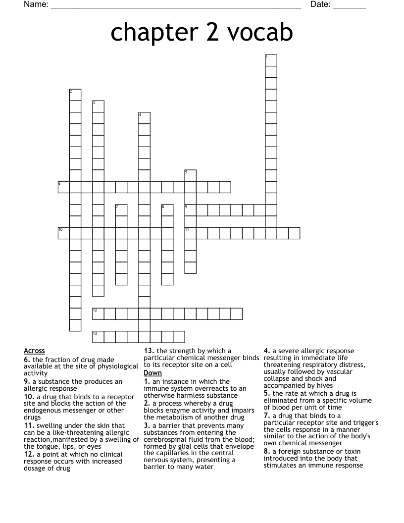 chapter 2 vocab  Crossword