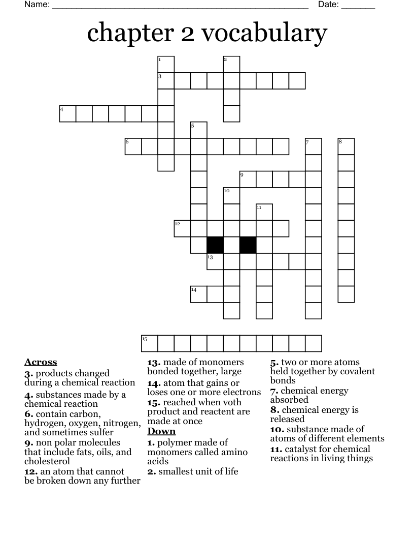chapter 2 vocabulary Crossword