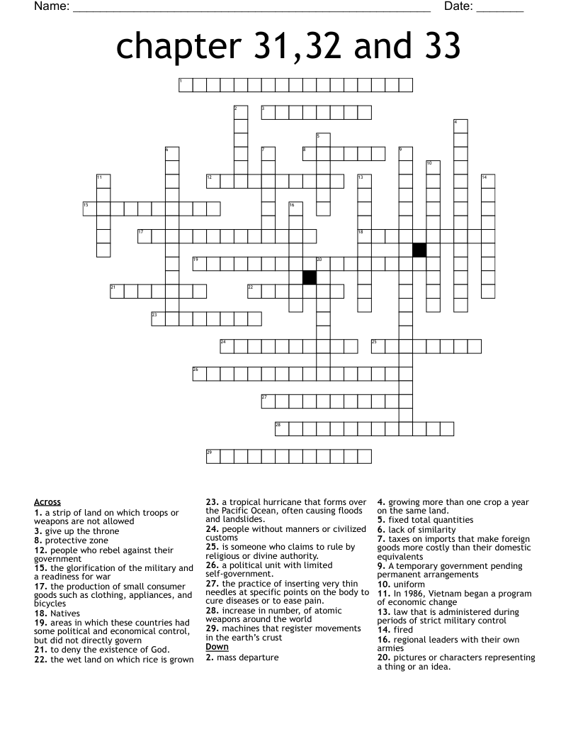 chapter 31,32 and 33 Crossword