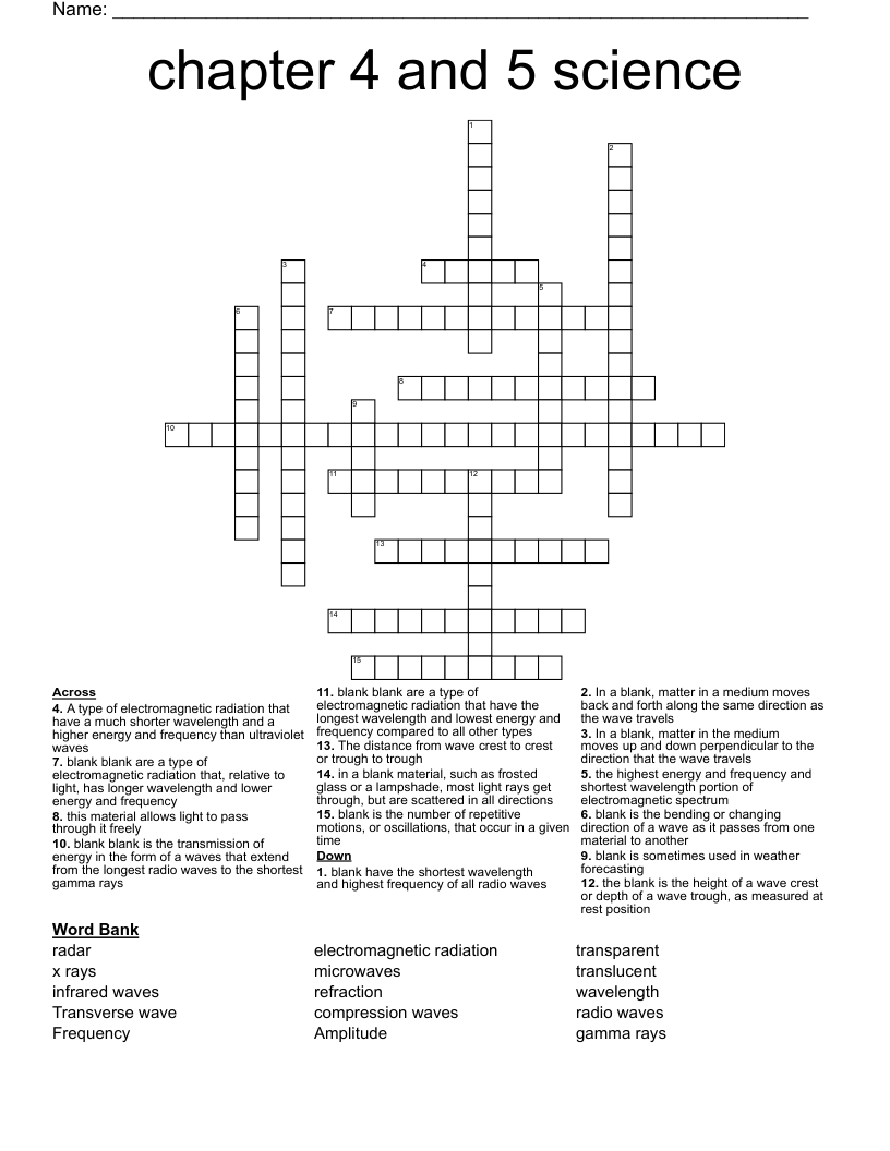 chapter 4 and 5 science  Crossword