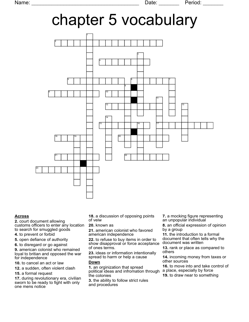 chapter 5 vocabulary Crossword
