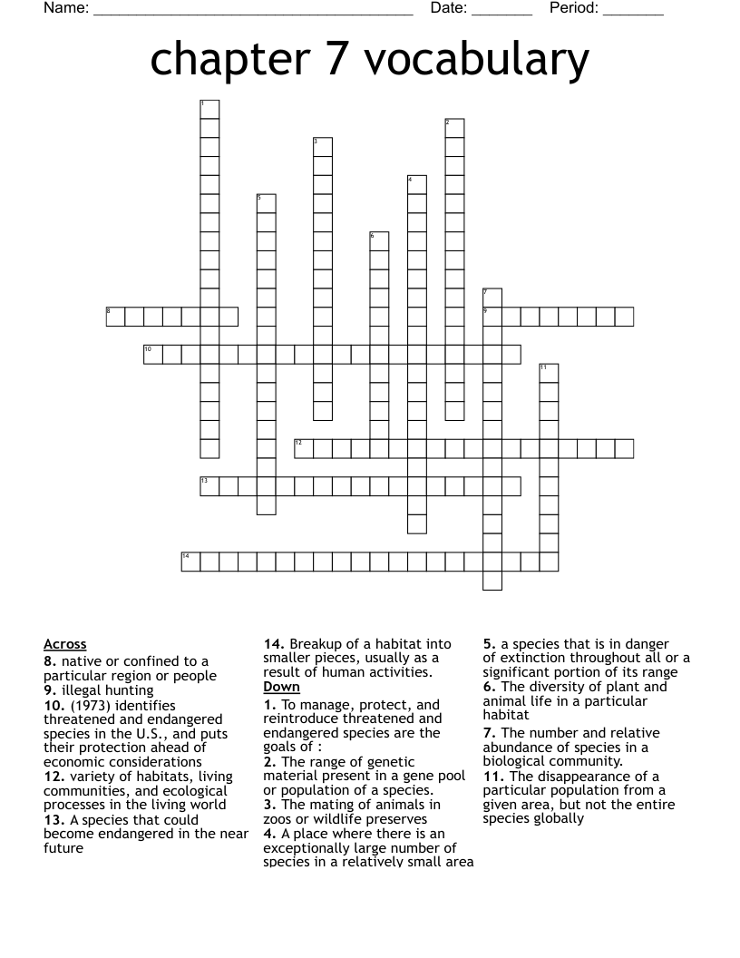 chapter 7 vocabulary  Crossword