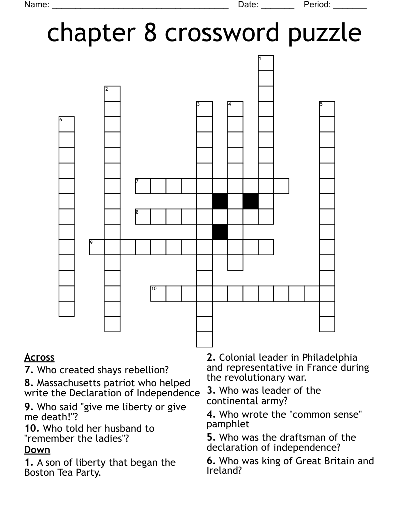 chapter 8 crossword puzzle