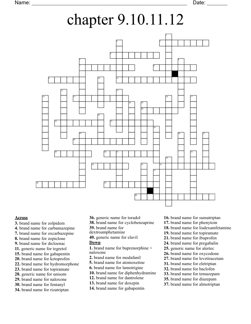 chapter 9.10.11.12 Crossword