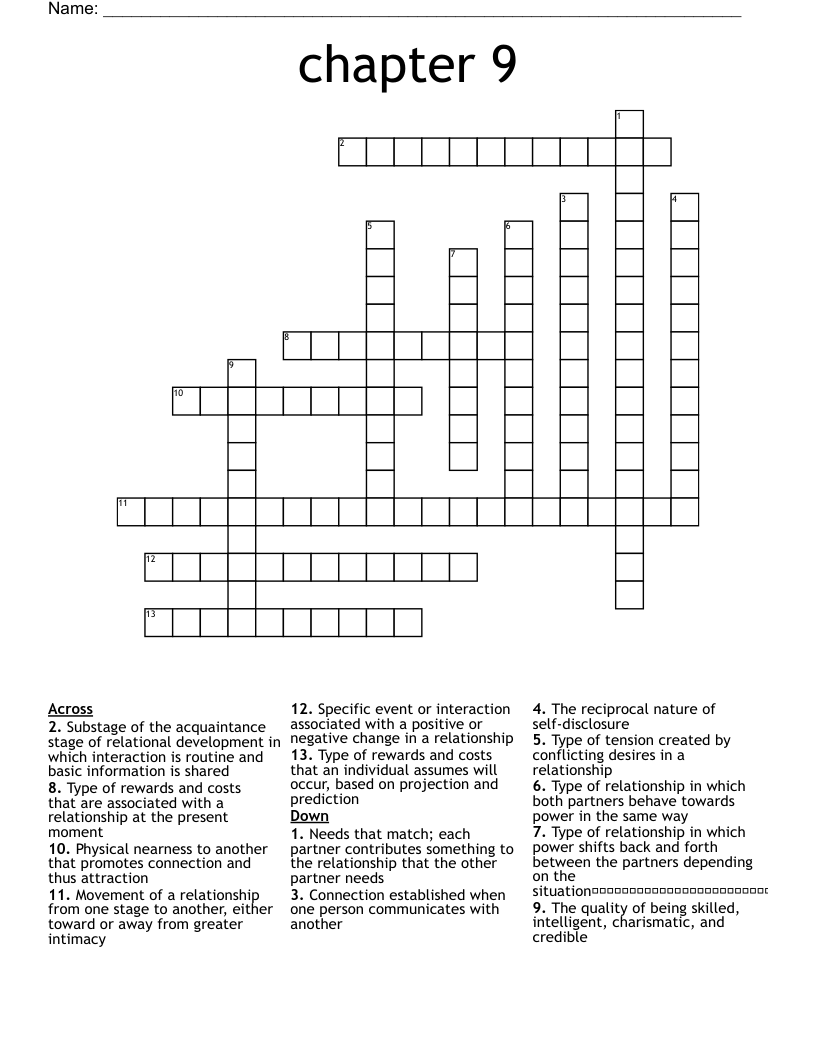 chapter 9 Crossword