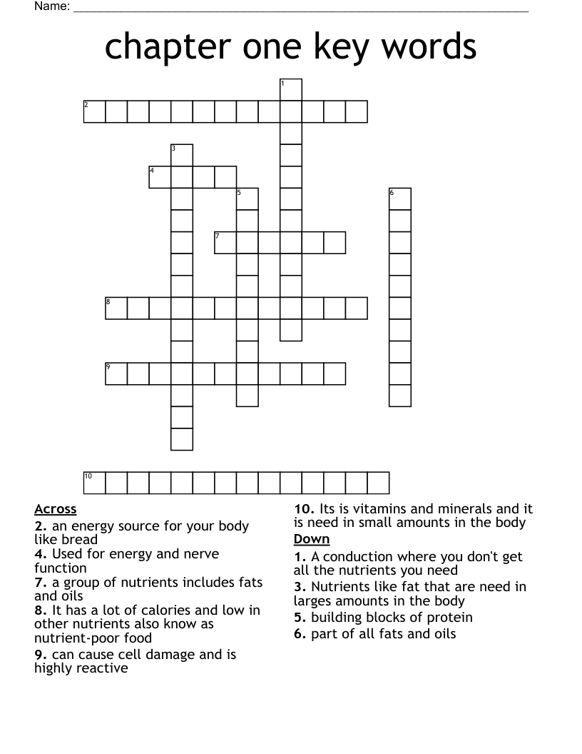 chapter one key words  Crossword