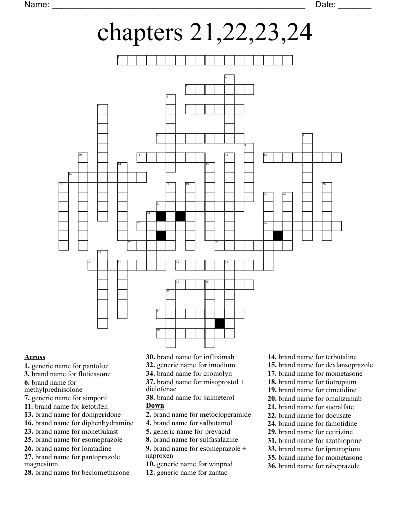 chapters 21,22,23,24 Crossword