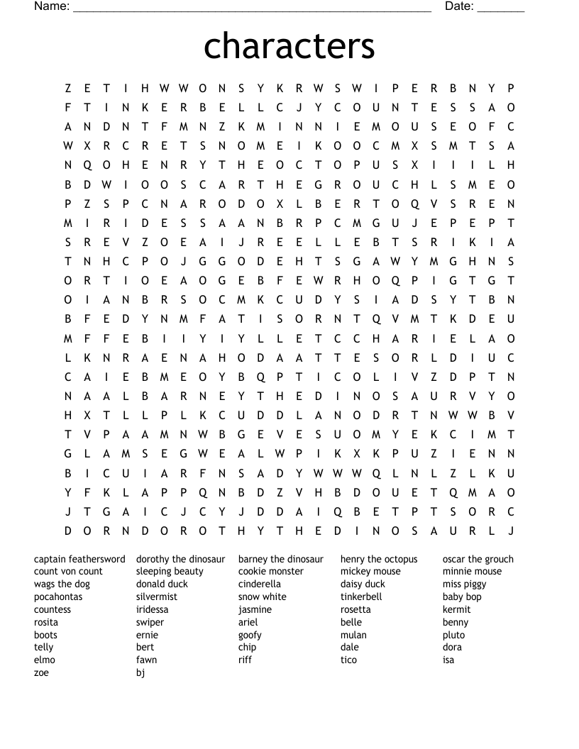 characters Word Search