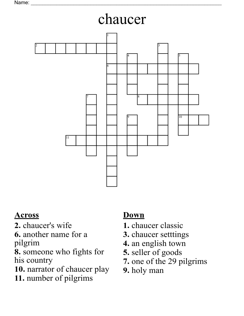 chaucer Crossword