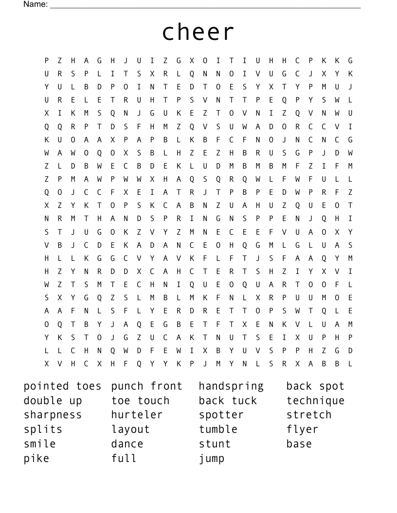 cheer Word Search