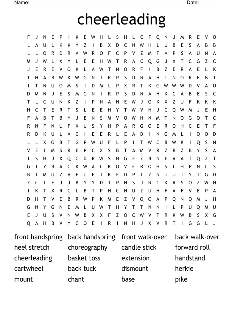 cheerleading Word Search