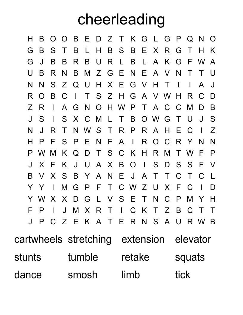 cheerleading Word Search
