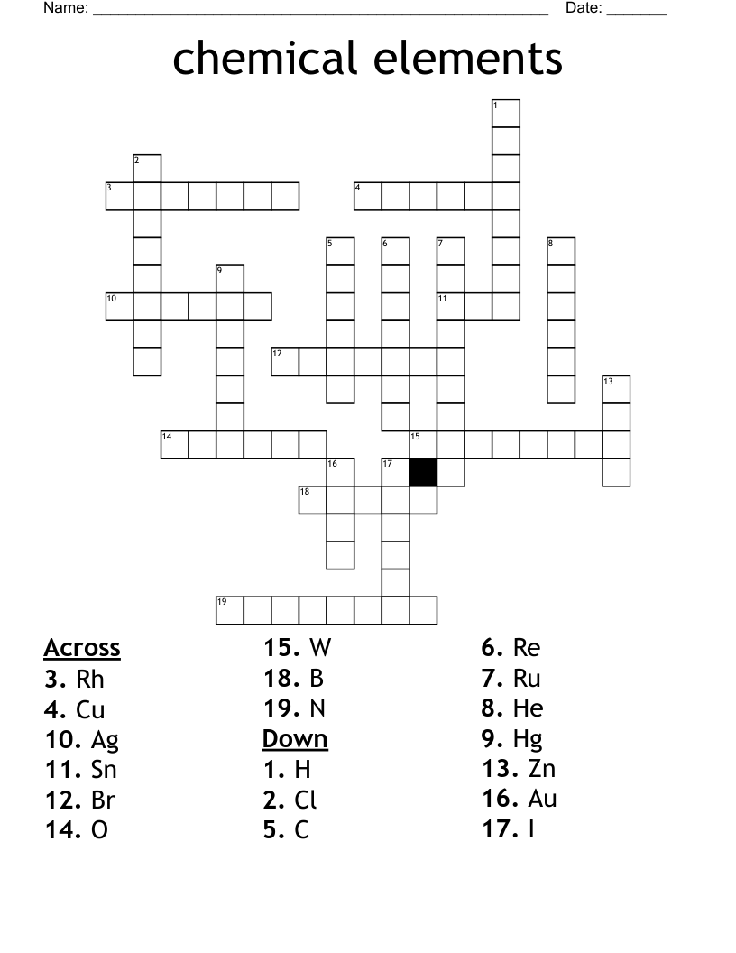 chemical elements Crossword